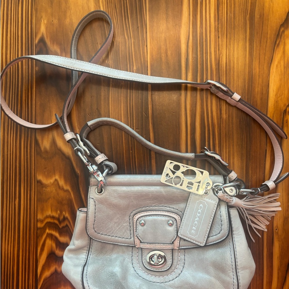 Coach Gray/Pink 70th Anniversary Limited Edition Leather Bag
